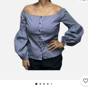 Express off the shoulder‎ pinstripe